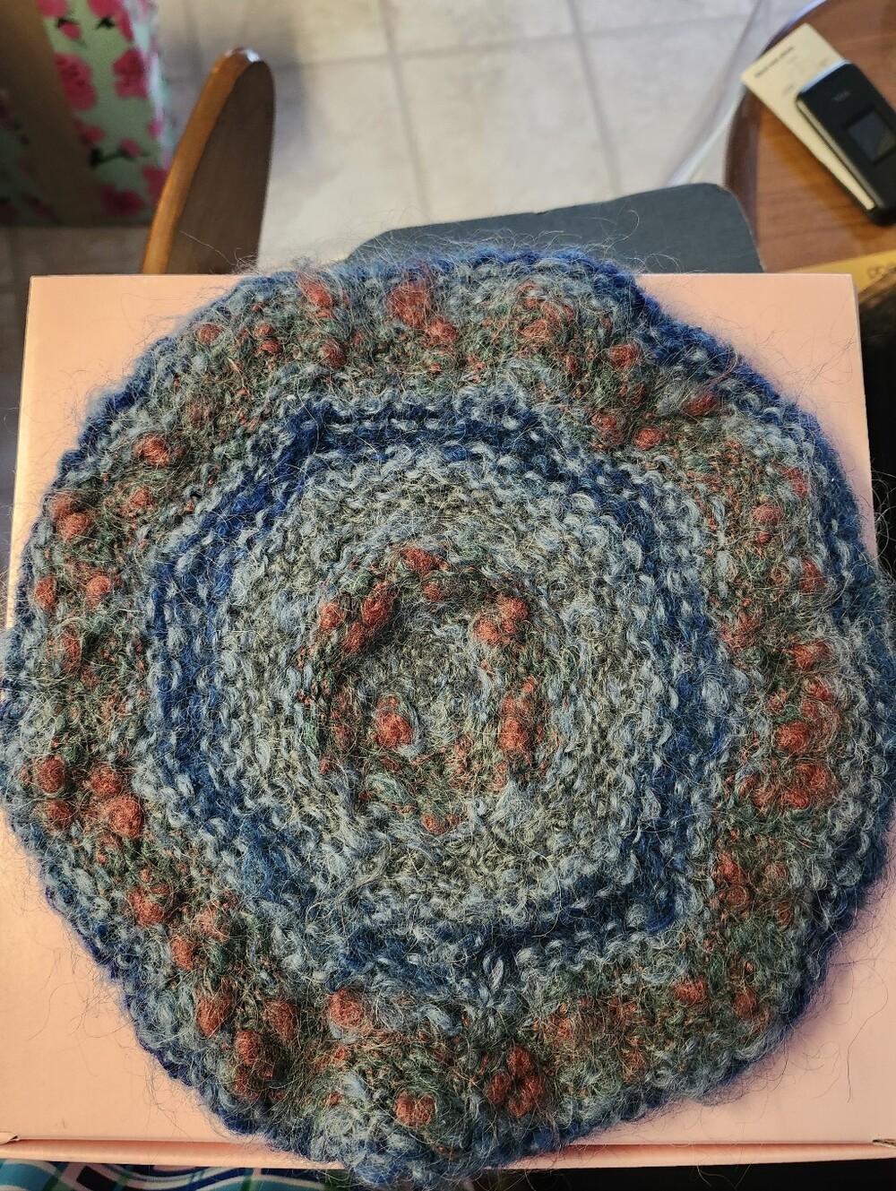 Stone Circle Handknit Tam Hat- Blue Heather Made in Ireland